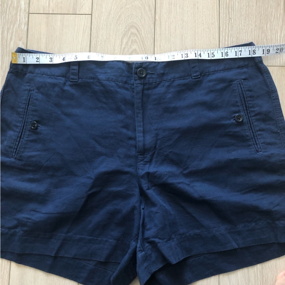 Lauren Ralph Lauren Linen Cotton Blend Shorts in Navy Size 14 - Picture 2 of 11